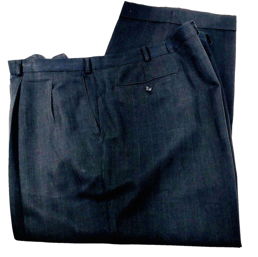 Vanetti Dress Pants Stripe Black Pleated Cuffed 50 52 Le Collezioni Career